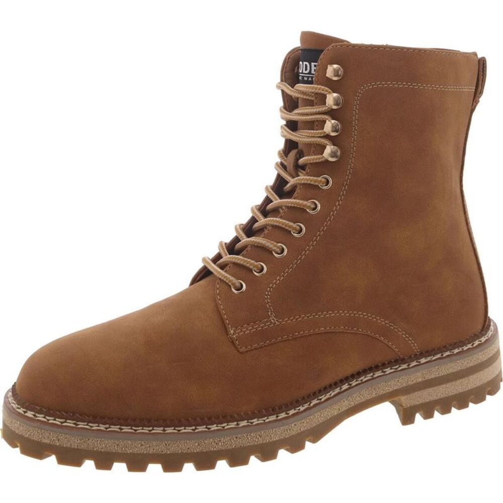 Steve Madden Womens Tan Faux Leather Lace-Up Combat & Lace-Up Boots Shoes New